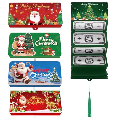 MLPKOI 5 Piezas Portatarjetas de Dinero Navidad, GenéRico Sobres Dinero Navidad, Regalos de Dinero en Efectivo, Portadineros Papá Noel Alegre con MúLtiples Ranuras, para Regalos y Fiestas Navideñas