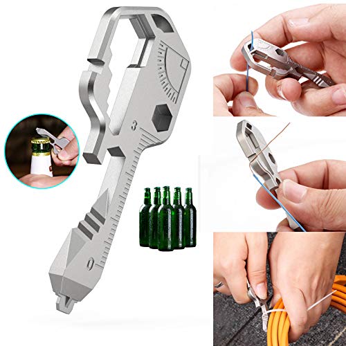 24 In 1 Multi-Tool Key，Key Pocket Tool For Universal Gadget Functions，Stainless Steel Keychain Multi-Tools for Screwdriver, Bottle Opener, Drill Driver, Box Cutter, Wrench, Ruler - Thumbnail 7