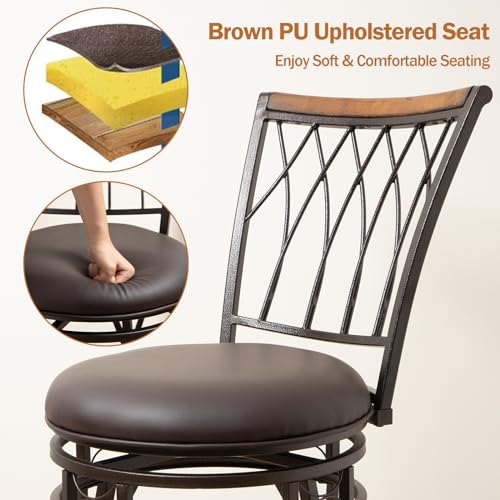 SICOTAS-Swivel-Bar-Stools-Set-of-2-Counter-Height-Metal-Bar-Stool-with-Upholstered-PU-Leather-Seat-2429-Inch-Adjustable-Seat-Height-Barstools-with-Back-for-Kitchen-Island-Home-Pub SICOTAS Swivel Bar Stools Set of 2 Counter Height Metal Bar Stool with Upholstered PU Leather Seat 2429 Inch Adjustable Seat Height Barstools with Back for Kitchen Island Home Pub