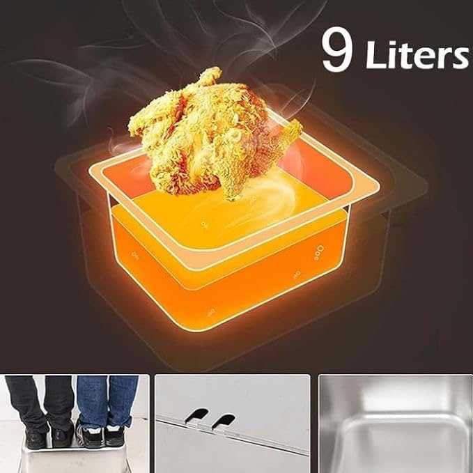 UMJIGF Doublecylinder9L+9L Commercial Countertop LPG Gas Deep Fat Fryer - Stainless Steel with Basket and Lid for French Fries,Triplecylinder9l+9l+9l