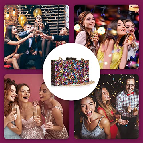 Image of Acrylic Handbags for Women Multicolor Perspex Geometric Purses Box Clutch Elegant Crossbody Bag for Lady Evening Banquet Prom