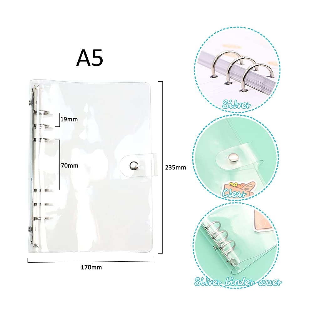 Amazon | A5クリアソフトPVCラウンドリングバインダー 直径20mm 6