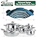 AUOON Clip On Strainer Silicone for All Pots and Pans, Pasta Strainer Clip on Food Strainer for Meat Vegetables Fruit Silicone Kitchen Colander (Fog Blue)