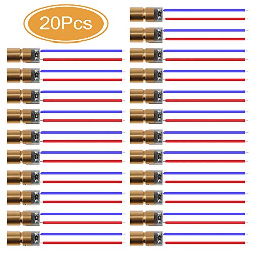 WOWOONE 20pcs 5V 650nm 5mW Laser Diode Laser, 5mw Laser Pointer Head, Red Dot Laser Module, Small Mini Laser Pointer Diod, Diy Dot Laser Pointer, Mini Laser Tube with Leads Head Outer Diameter 6mm