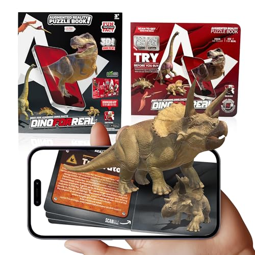 MINDNOOK 3D Dinosaur Augmented Reality (AR) Cards with Free App, 5 in 1 Interactive STEM Learning Games for Kids Ages 3+, Educational Toys for Home & School, Works on Phones & Tablets
