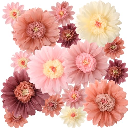 Affrolling 12 Pcs Large Pastel Tissue Paper Flowers 20