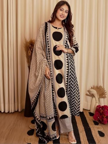 Image of Klosia Women Printed Straight Kurta and Pant Set with Dupatta | Printed Kurta Set | Cotton Kurta Set | Women Kurta Sets | Summer Suit |