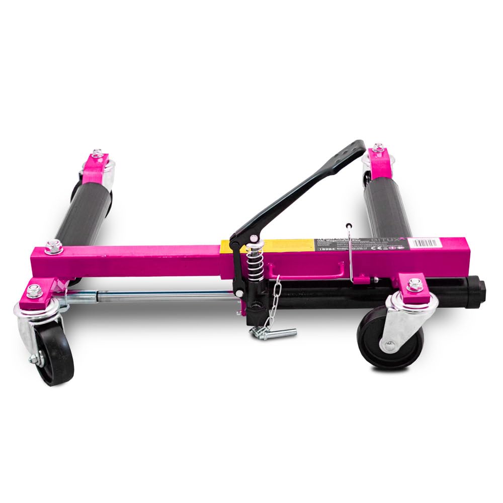 BITUXX 4 Stück PKW Rangierhilfe Rangierheber hydraulisch Wagenheber Auto Rangierroller Rangierheber belastbar bis 680 kg pro Rangierroller (Magenta)
