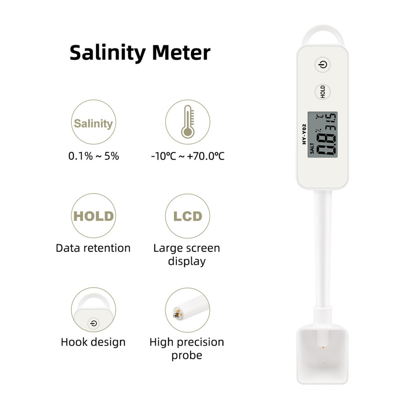 Detector de salinidad sencillo para piscinas de agua de mar y