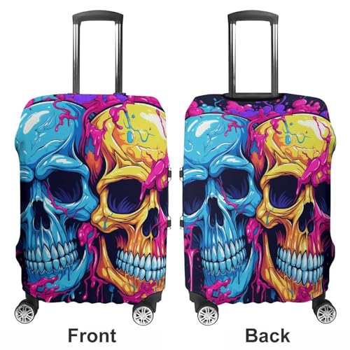 Two Different Skulls Luggage Cover Personalization Suitcase Covers Protector Elastic Washable Baggage Cover Anti-Scratch For Traveling, Aircraft Consignment XL3