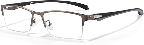 Miniatura 8 de ANRRI Gafas de luz azul para hombre, con marco de metal, rectangular, sin montura y bloqueo UV, para computadora