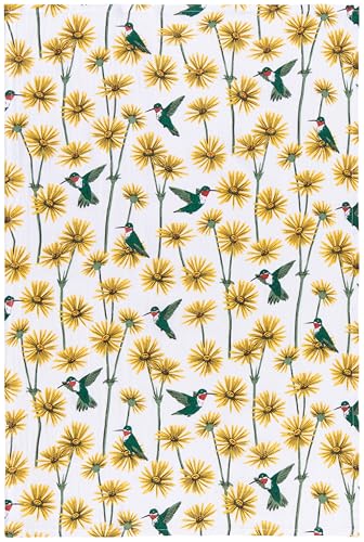 Image of Now Designs Hummingbird Collection Floursack Dishtowel Set of 3, Extra-Large 20x30in, 100% Cotton Kitchen Linens