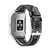 bayite Leather Bands Compatible Fitbit Ionic, Genuine Leather Replacement Accessories Straps Wristband Women Men, Black