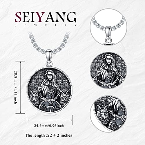 Seiyang Sterling Silver Viking Necklace Norse Jewelry Gift for Men Women with 2mm 22+2 IN Rolo Chain (with Gift Box)2