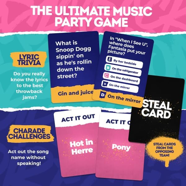 90s & 2000s Hip-Hop & R&B Finish The Lyrics Game & Charades | 250 Cards Includes Stickers & Playlist | Adult Party Game for Hilarious Paries, Birthdays, Date Night & Gifts - Image 3
