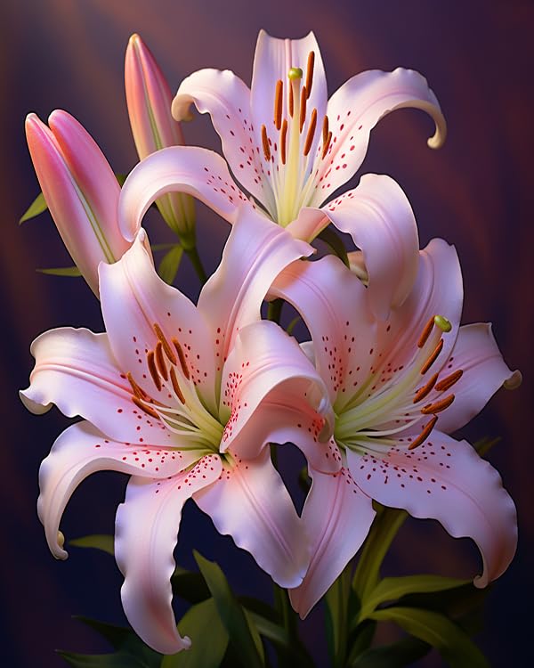 ZMHZMY DIY Oil Painting Paint by Number Kit Frameless Blooming Lilies Paint by Numbers Oil Painting Canvas Print Wall Art Home Decoration 40x50cm