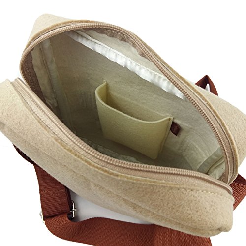 Bolso bandolera Venetto de fieltro cappuccino: comodidad extra-small para negocios y ocio 7