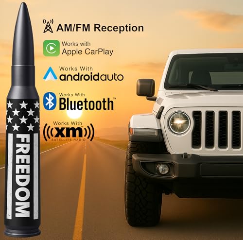 Image of 50 Cal Badass Bullet Antenna Fits Jeep Wrangler JK & JL from (2007 for Jeep Wrangler & Gladiator Accessories - Car Wash Safe & Anti Thelf Design - Ditch The Whip & Upgrade Your Jeep