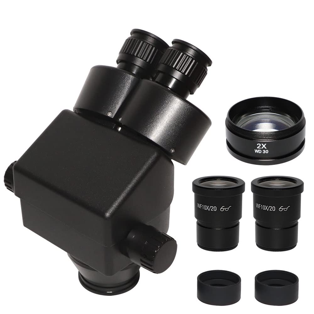 Microscope 3.5X 7X 45X 90X Binocular Stereo Microscope Head Continuous Zoom WF10X/20mm Eyepiece 0.5X 2X Auxiliary Barlow Lens Microscopio(7X-90X)