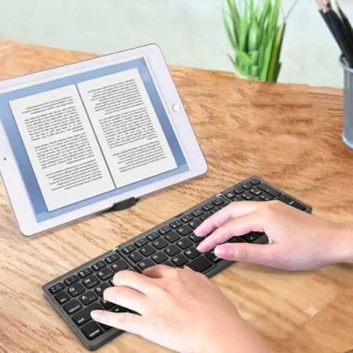 Image of Tobo Wireless Bluetooth Foldable Keyboard Full Size Multi-Device Portable Keyboard, Compact, Silent & Rechargeable, Connect Upto 3 Devices for Tablet /Laptop /Phone /Android TD-B089