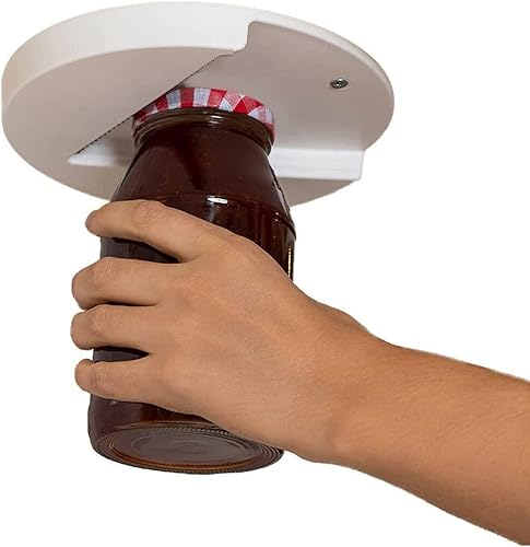 Abridor de tarros fácil para manos débiles, gira fácilmente frascos y tapas de todos los tamaños (blanco)