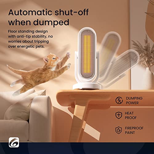 Hon&Guan Keramische ventilatorkachel, oververhittingsbeveiliging, met 3 warmtestanden, verwarmingstoren met afstandsbediening, energiebesparend stil, timer en vrije oscillatie, 2000 W - Afbeelding 6