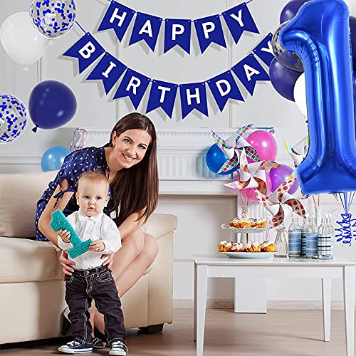 Image of TONIFUL 40 Inch Navy Blue Number 1 Balloons Large Foil 1st Birthday Decor | Deep Blue 1 Balloon Number One for 1st 10th 11th 21st 31st Birthday 1st Anniversary, Navy Blue Party Decor for Men Boys