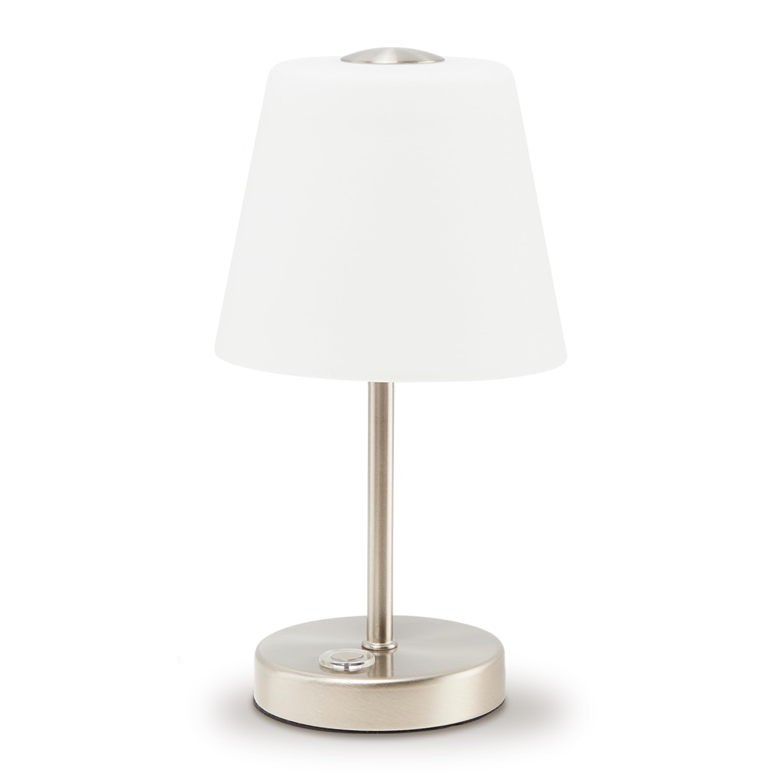 KHG LED-Tischleuchte in Nickel-Matt mit Alabasterglas-Schirm - 3-Stufen-Touchdimmer für individuelle Helligkeit - Energieeffizient & langlebig - 25,5 cm Höhe - Ideal für Nachttisch & Schreibtisch