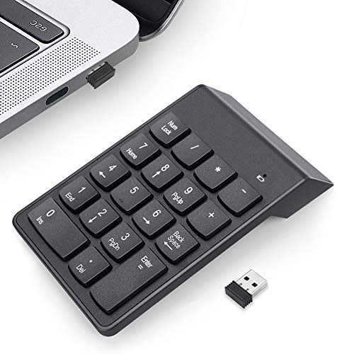 Achort Pavé Numérique sans Fil, Clavier numérique sans Fil 18 Touches Clavier numérique Portable avec Mini récepteur USB 2.4G pour PC de Bureau pour Ordinateur Portable, Surface Pro, PC - Noir