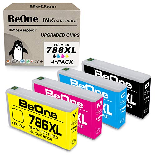 One-Day Sale: Up to 70% Off BeOne Remanufactured Ink Cartridge Replacement for Epson 786 XL 786XL T786 T786XL 4-Pack to Use with Workforce Pro WF-4630 WF-4640 WF-5690 WF-5620 WF-5110 WF-5190 Printer (Black Cyan Magenta Yellow)