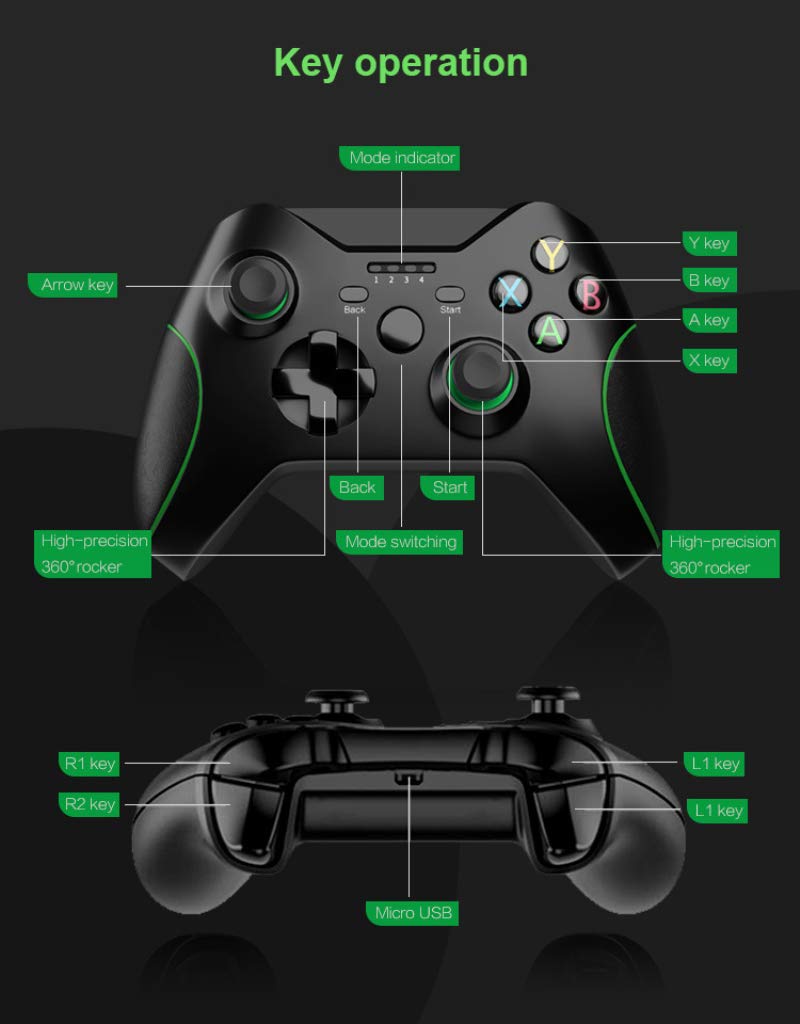Bezprzewodowy kontroler do Xbox One 2,4 GHz Xbox One z podwójną wibracją bezprzewodowy kontroler 7-9H do Xbox One/One S/One X / PS3 PC Windows 7/8/10