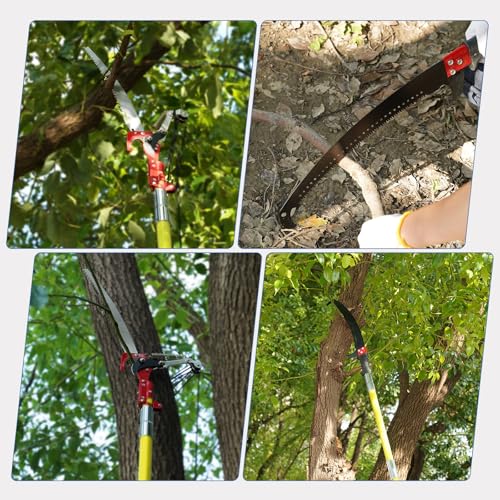 Image of Pole Saws for Tree Trimming, Manual Pole Saws, Tree Pruner Extendable for garden (30FT Fiberglass Handle With Scissor-Yellow)
