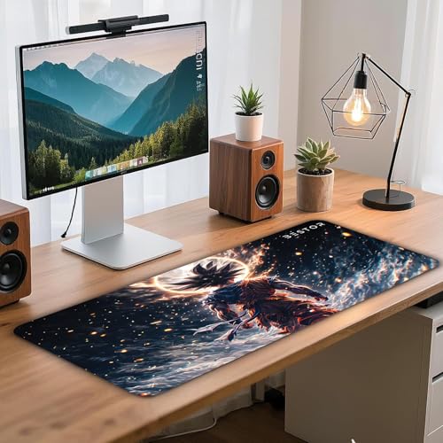 Image of BESTOR Mousepad with Precise Cut Edges, Waterproof Surface & Non-Slip Rubber Base Stitched Edges Gaming Mouse Mat for Laptop (60cmx34cm)