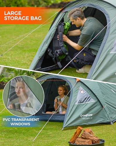 KingCamp Camping Tent for 4 Man, Ultralight Waterproof Dome Tent, Compact and Backpack-Friendly, Ideal Tent for Camping, Trekking and Outdoors - Image 6
