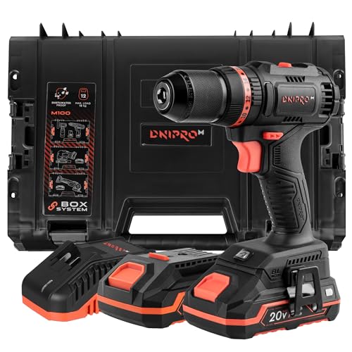 Dnipro-M CD-201HBC – Perceuse Visseuse À Percussion Sans Fil 20V – Mandrin 13 mm – 2 Vitesses 0-1550 RPM – 45 Nm – 2 Batteries 2Ah + Chargeur –...