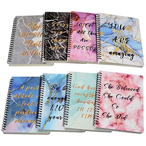 College Ruled Wirebound Spiral Notebooks for Women A5 5.5x8.3" 160 Pages Journal Memo Notepad Office Business Diary Journal Gifts School Supplies ((A5-5.7" x 8.3") Pack of 8, Multicolor) Cover