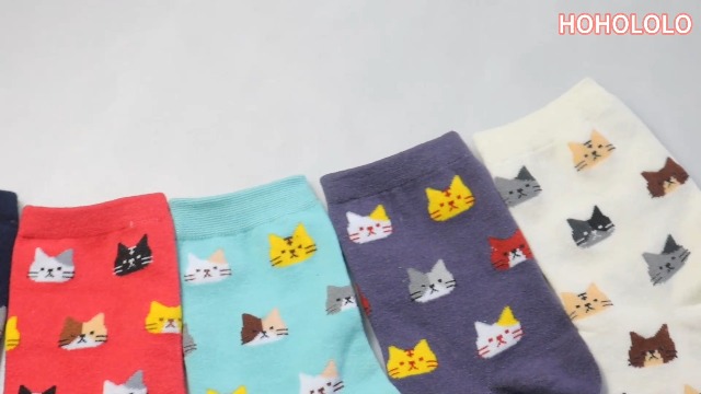 Lot De 5 Paires De Chaussettes Chat - Motif Chat Brodé, Mi-mollet, Couleurs Vives