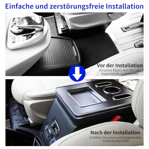 Armlehne Aufbewahrungsbox für V-Klasse V220 V260 V250 W447, V Klasse Centre Console Organiser Auto with LED Lights USB and Cup Holder, Armlehne Auto with Multiple Storage Spaces [EU Patent]