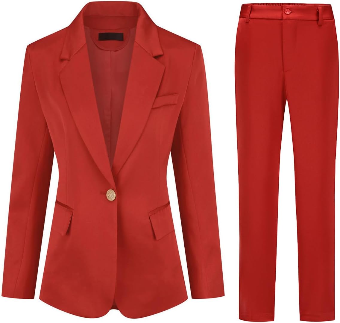 YYNUDA Women's Business Suit Set Ladies 2 Piece Office Work Solid Blazer Jacket and Pants