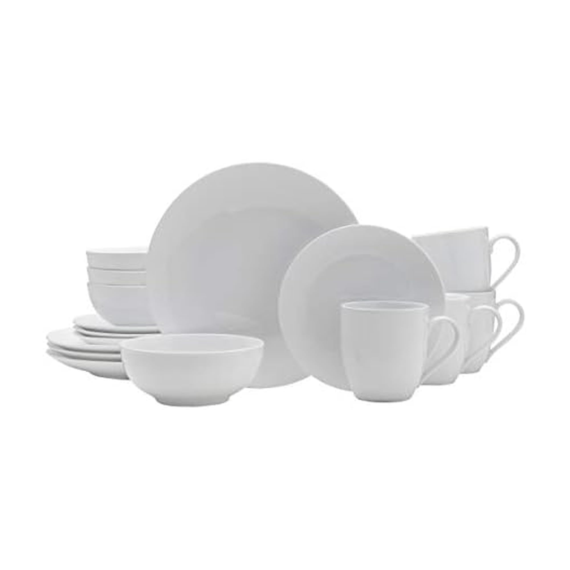 Everyday White 5278153 Fitz and Floyd 16 Piece Dinnerware Set, Service for 4, Porcelain