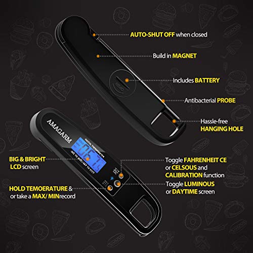 [Upgraded 2020 Version] Gekrtek Digital Meat Thermometer for Grill and Cooking, 2S Best Super Fast Instant Read Waterproof Kitchen Thermometer Probe for Food, Candy, Liquids, oil, Grilling - Thumbnail 7