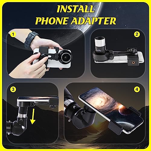 Image of Koolpte 90mm 900mm Telescope for Adults & Beginners, Vertisteel AZ Mount | 90mm 900mm telescope for adults and beginners; coated optics, Vertisteel AZ mount for moon and planets, phone adapter kit.