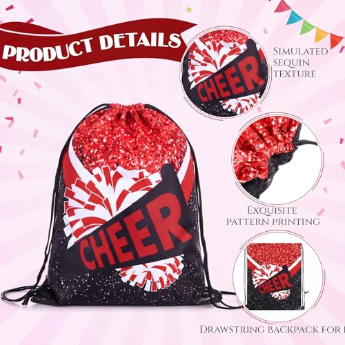 Image of SATINIOR 20 Pcs Cheer Bags Bulk Cheer Drawstring Backpacks Cheerleader Bags Cheerleading Gift for Cheerleaders(Hot Red)