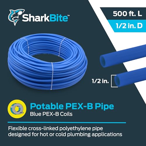 Image of SharkBite 1 /2 Inch x 500 Feet Blue PEX-B, PEX Pipe Flexible Water Tubing for Plumbing, U806500