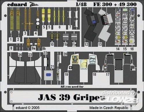 Jas 39 Gripen Eduard 49300 kit photodécoupe de précision pour maquette Italeri