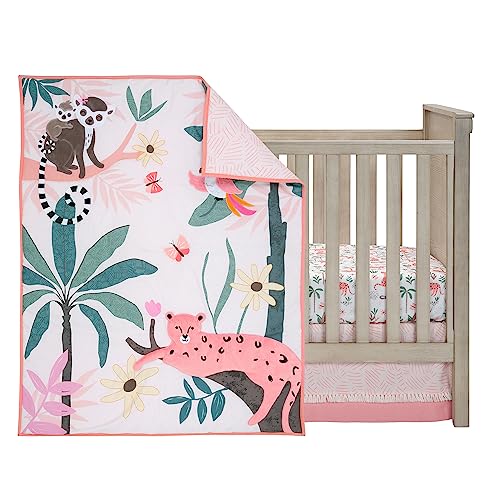 Image of Lambs & Ivy Enchanted Safari Leopard /Lemur Jungle 3-Piece Baby Crib Bedding Set