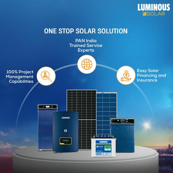 Luminous One Stop Solar Solution diagram showing project management, trained service experts, and financing options