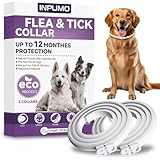 Collar Antiparasitario para Perros, Protección Natural de 12 Meses, Collar Antipulgas Impermeable y Ajustable para Perros Pequeños, Medianos y Grandes (2PCS)