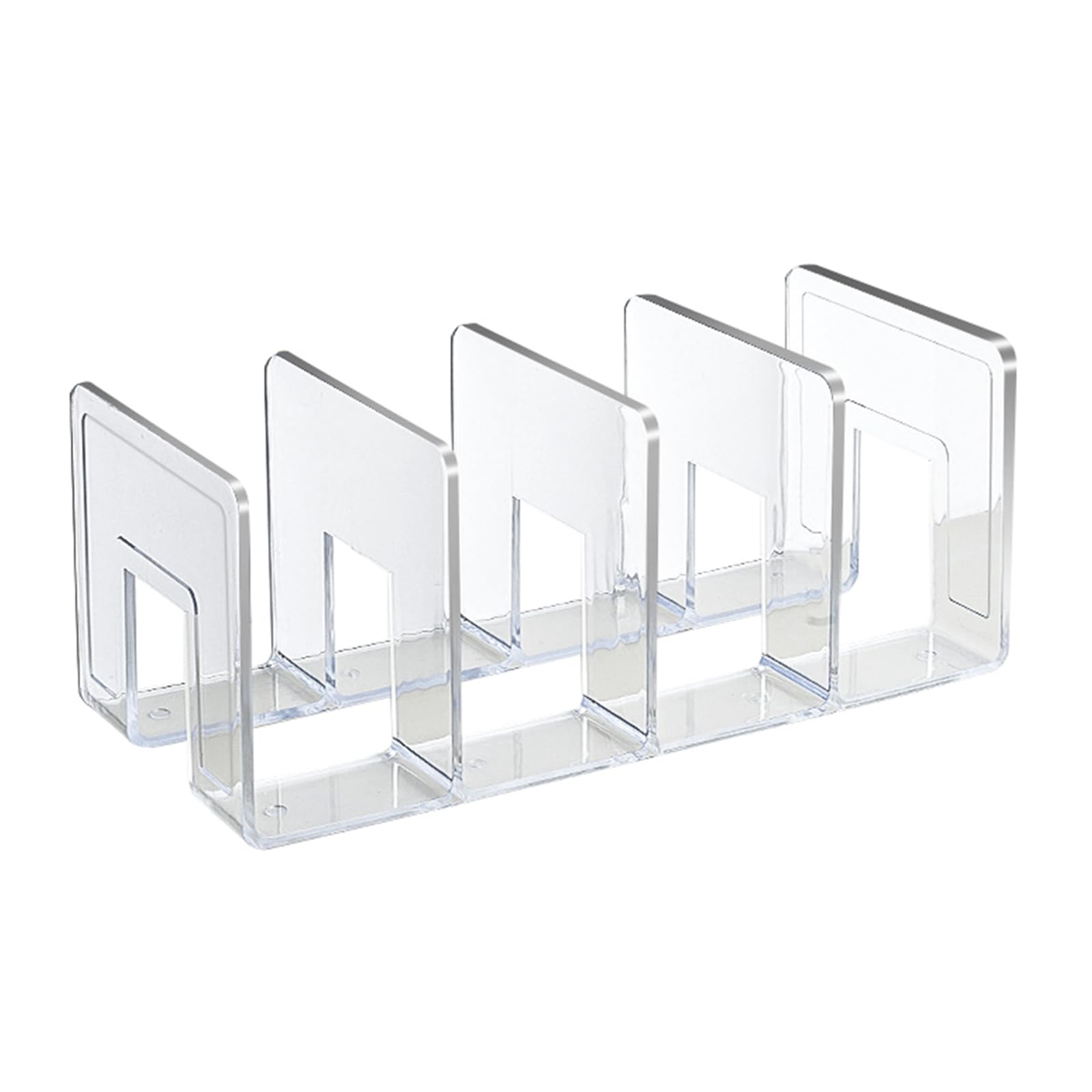 Bookend for Shelf 4 Section Acrylic Book End Magazine Stand 4 Compartment Space Saving Organiser Stopper Acrylic Bookends for Shelves