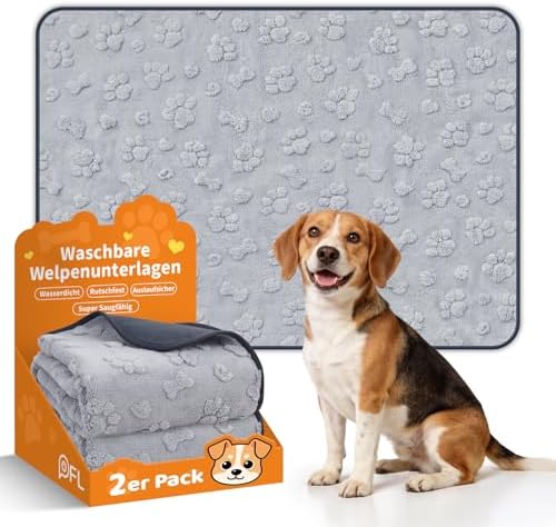 Super Saugfähig Welpenunterlagen Waschbar, 2er Weich Puppy Pads 100x70 cm | Auslaufsicher Welpen Unterlagen Waschbar, Rutschfest Haustier Urinierunterlagen für Welpentraining, Inko